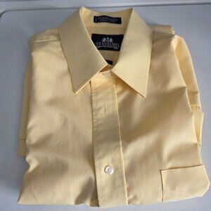 Stafford Shirt Men's 16.5 32/33 Yellow Wrinkle-Free Dress Long Sleeve (18)